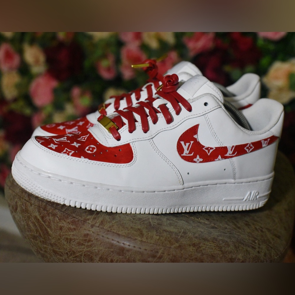 Nike Air Force 1 ‘07 Custom White Red Gold